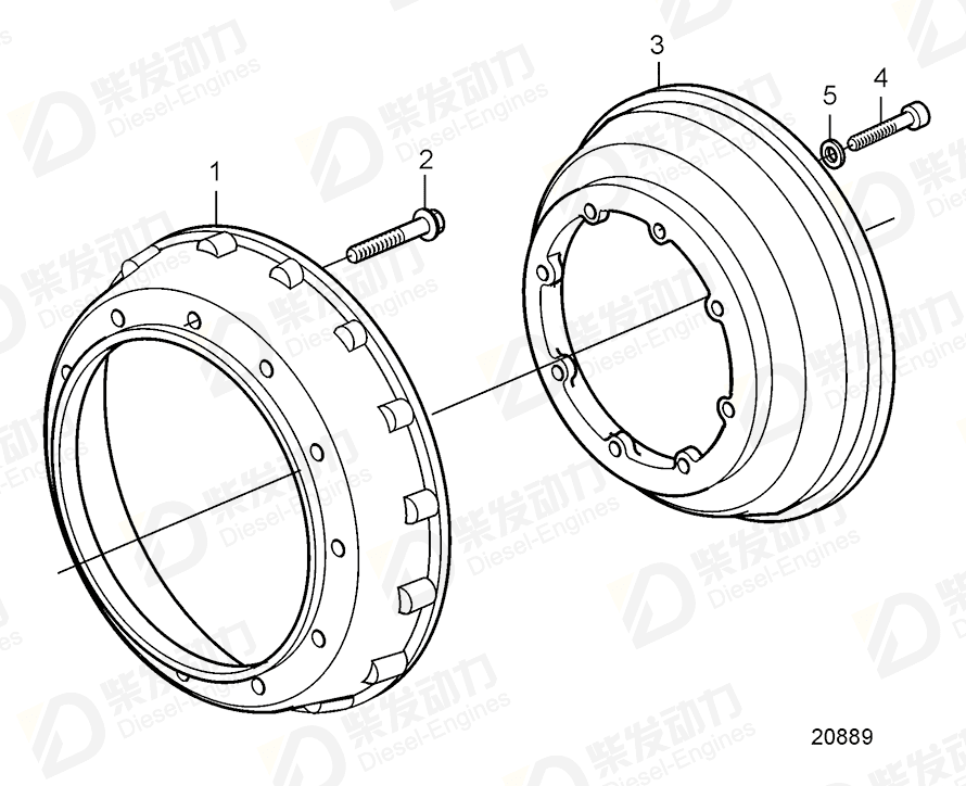 VOLVO Adapter, flywheel casing 3826138 Drawing VOLVO Adapter, flywheel casing 3826138 Drawing